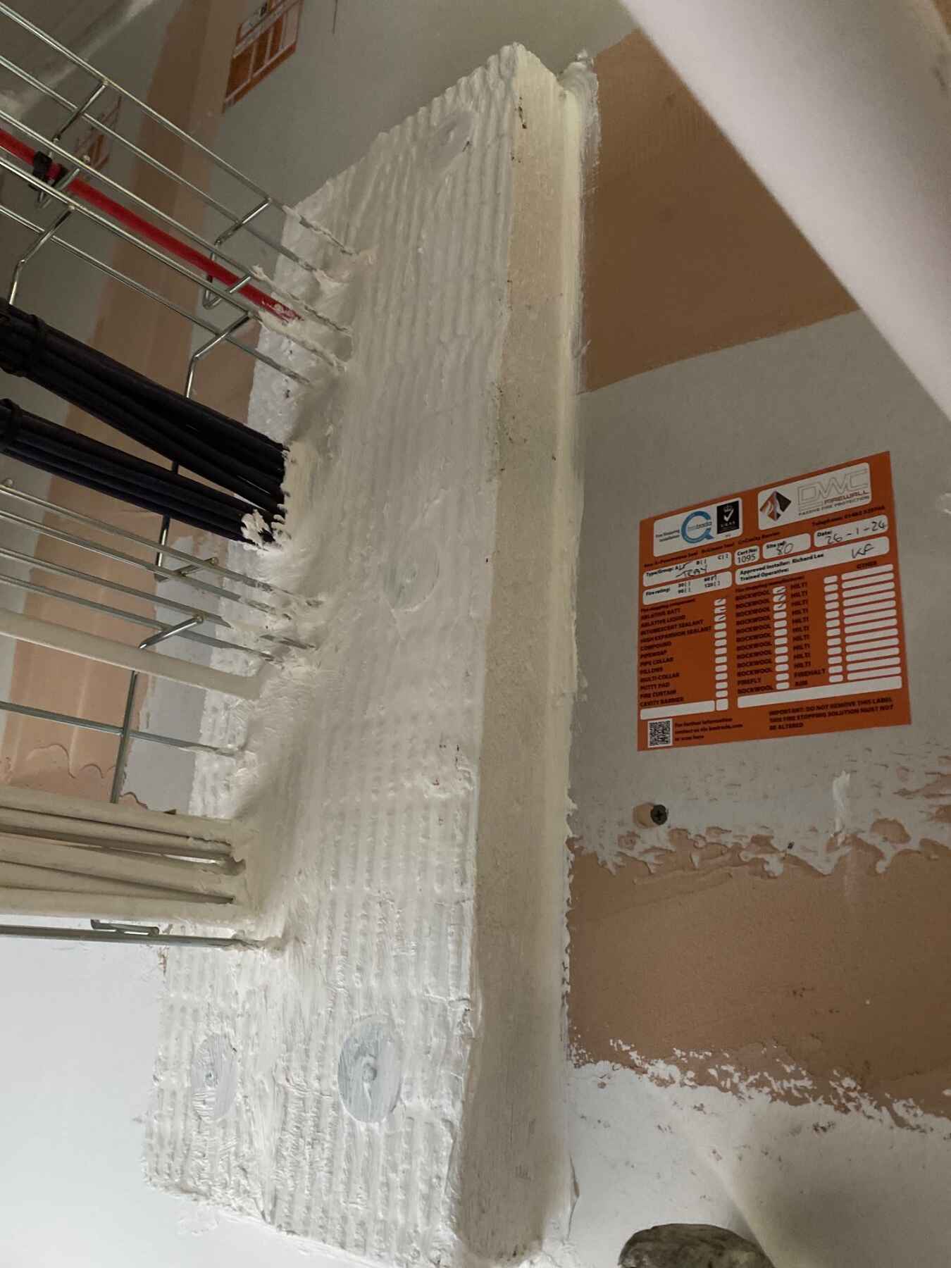 Firewall fire stopping works at Aura 5