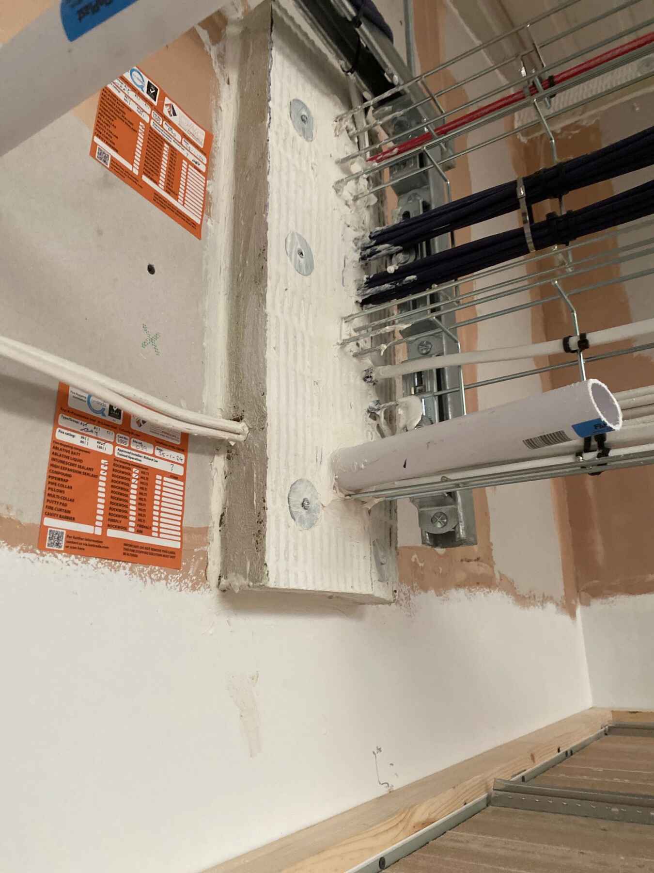 Firewall fire stopping works at Whitworth Bros Worksop using fire survey pro 1