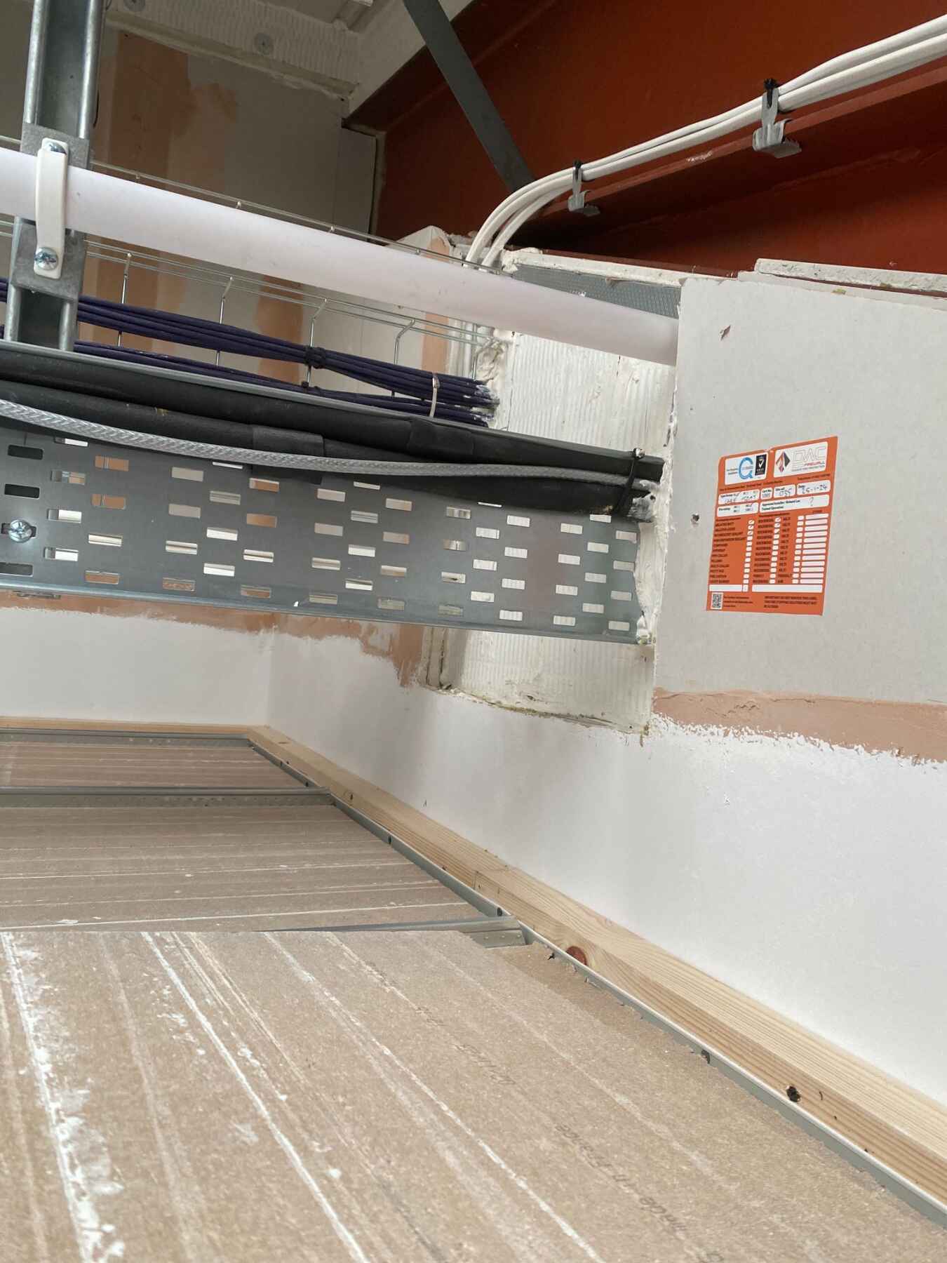 Firewall passive fire stopping works at the UTC college 4