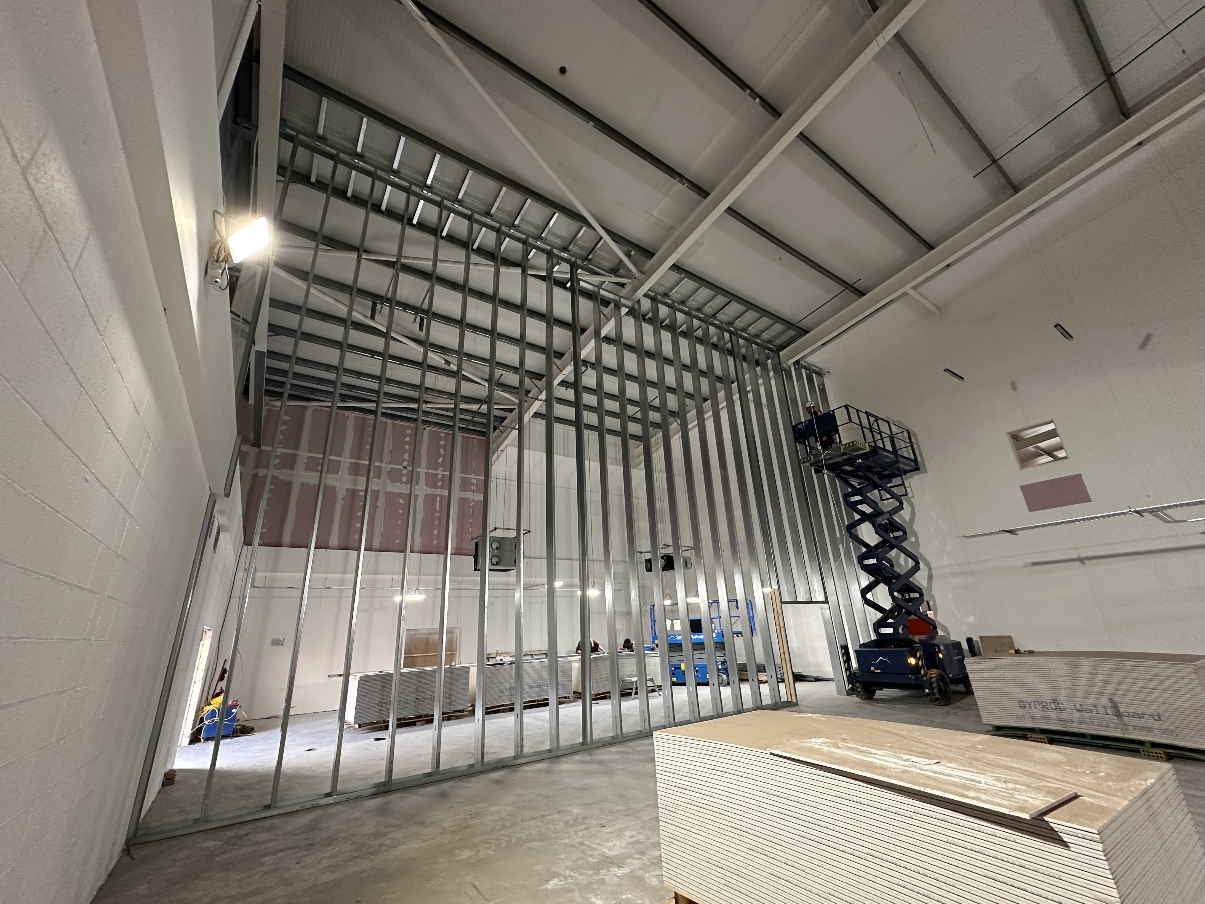 Firewall installed 2 Hour Fire Rated Jumbo Stud wall at the new MS Food Hall in Selby 11