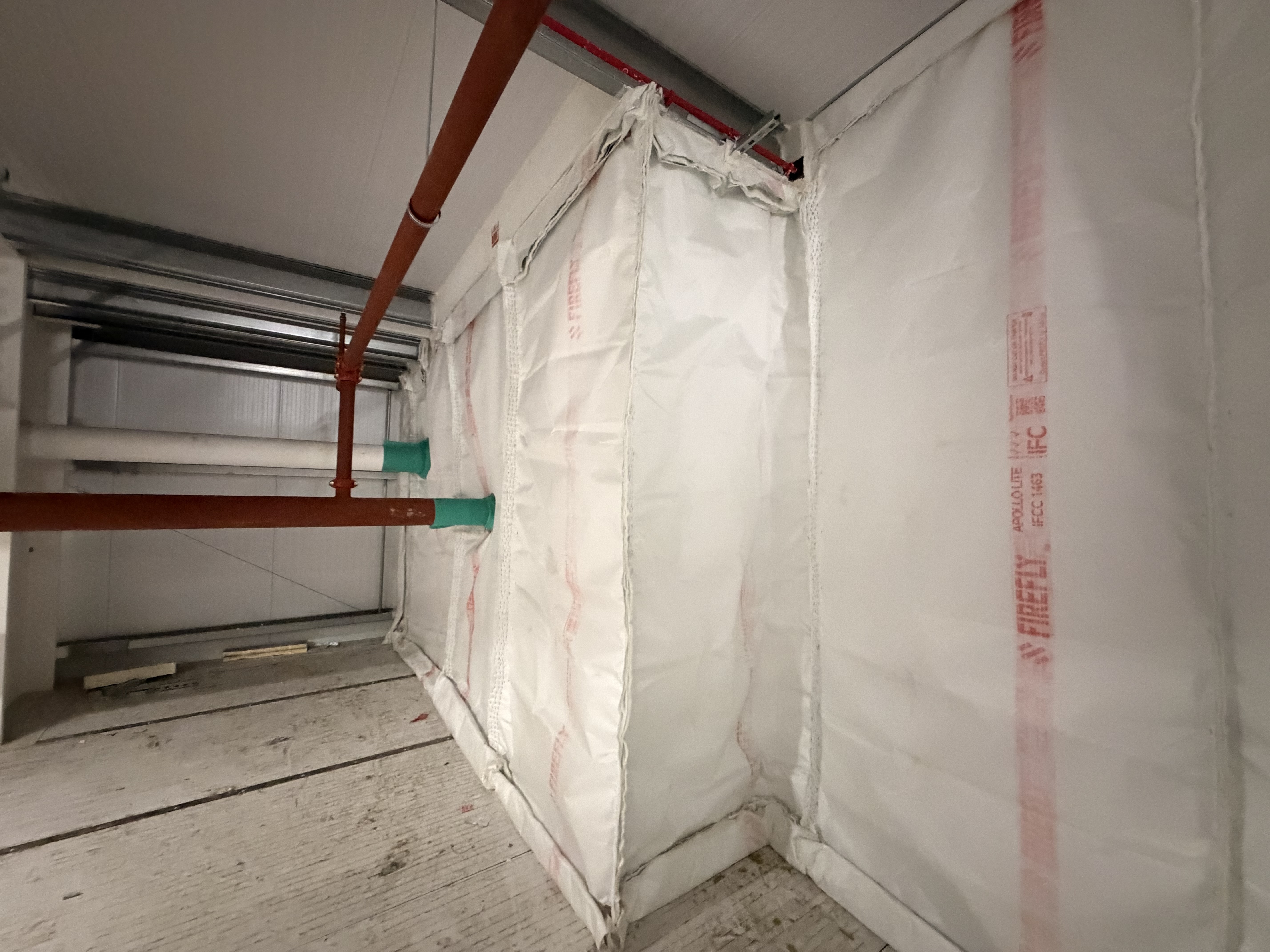 Firewall installation of Smoke Curtain at Cranswick Foods Preston 16