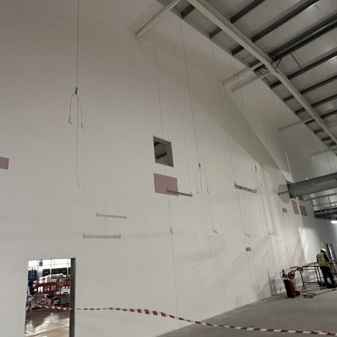 Firewall installed 2 Hour Fire Rated Jumbo Stud wall at the new MS Food Hall in Selby 4