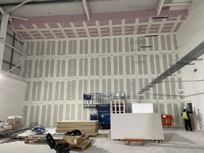 Firewall installed 2 Hour Fire Rated Jumbo Stud wall at the new MS Food Hall in Selby 8