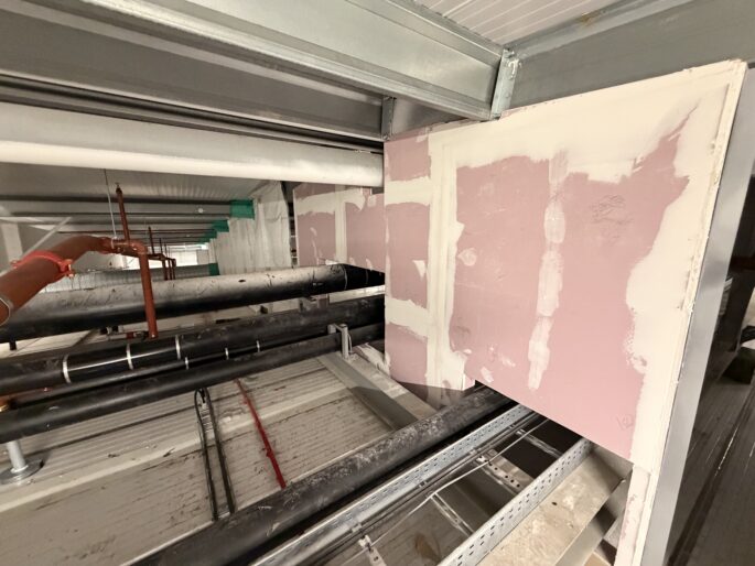 Firewall installation of Smoke Curtain at Cranswick Foods Preston 9
