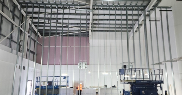 Firewall installed 2 Hour Fire Rated Jumbo Stud wall at the new MS Food Hall in Selby 3